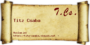 Titz Csaba névjegykártya